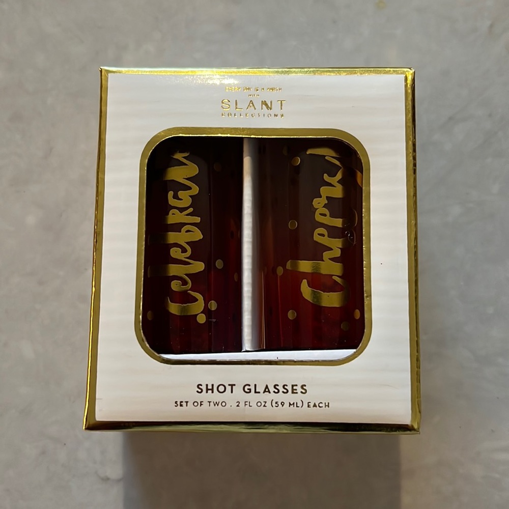 Brand new ✨ set of two pink cheers shot glasses !!